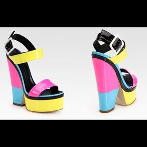 Giuseppe Zanotti Colorblock Chunky Heels sz 36 1/2